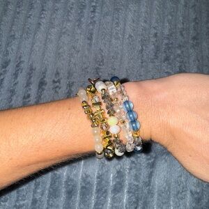 Erimish Gold and Blue Beaded Bracelet Set